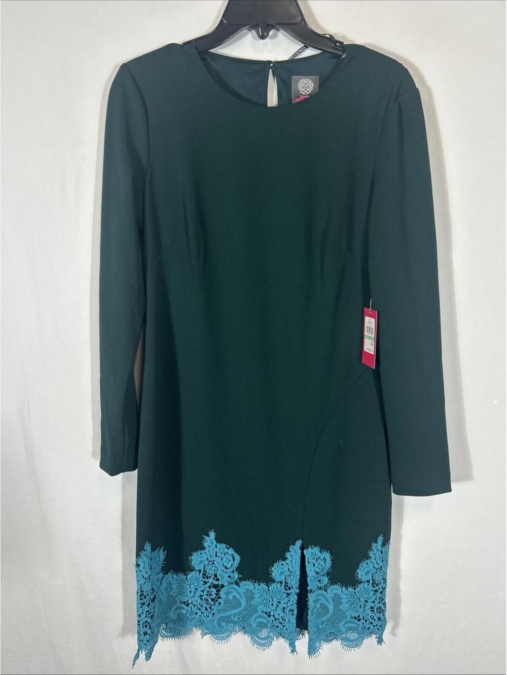 $168 Vince Camuto Lace-Hem Bodycon Dress Women's 8 Hunter Zip/Button Closure